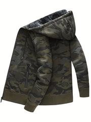 Camouflage Hooded Jacket Men's Zipper Pockets Sweatshirt