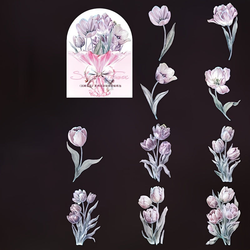 10Sheet Laser Silver Flower Stickers Sleeping Flowers Collection