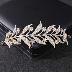 Floral Headpiece Tiara Bridal Crown Rhinestone Leaf Hair Accessories