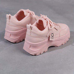 Pink Chunky Sneakers Low Top Platform Sports Shoes