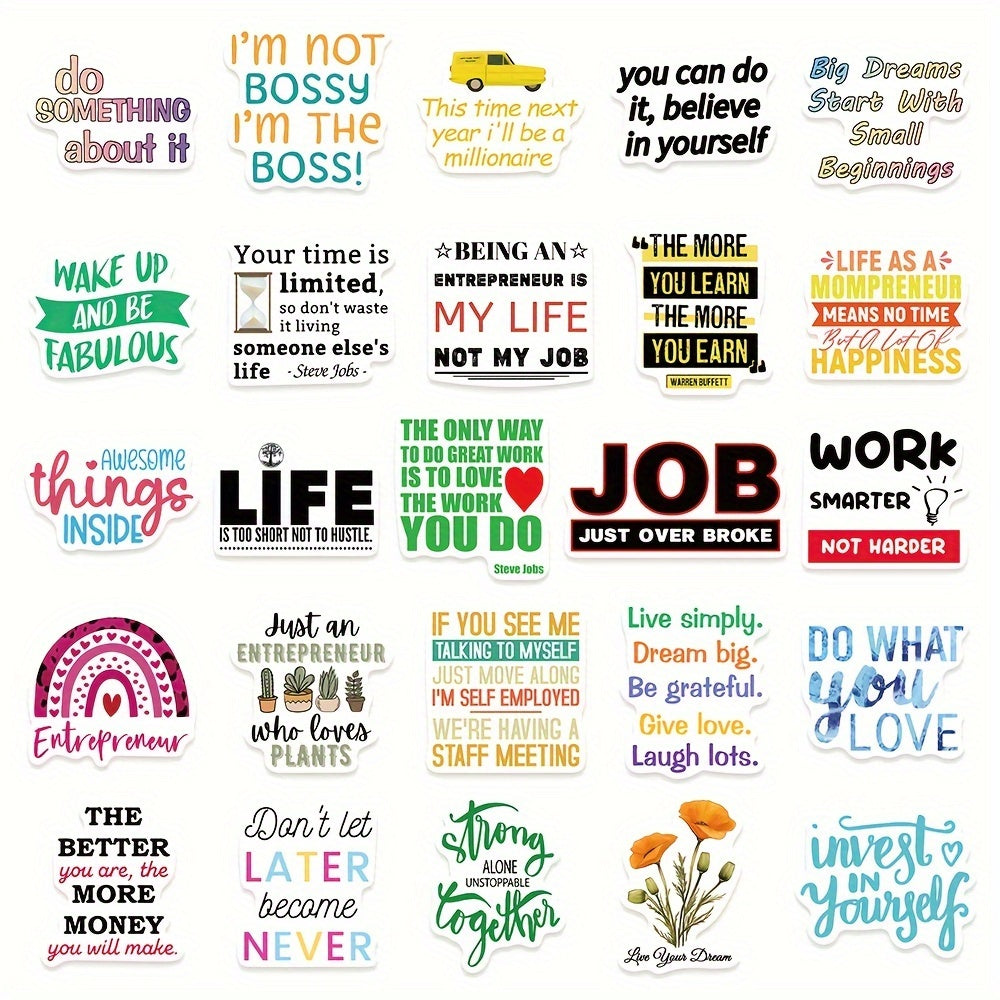 50pcs Entrepreneur Quotes Phone Case Stickers Waterproof Decor