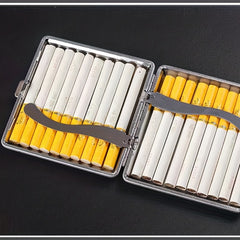20 Pack Metal Clip Leather Cigarette Case Flip Cover Square Keychain