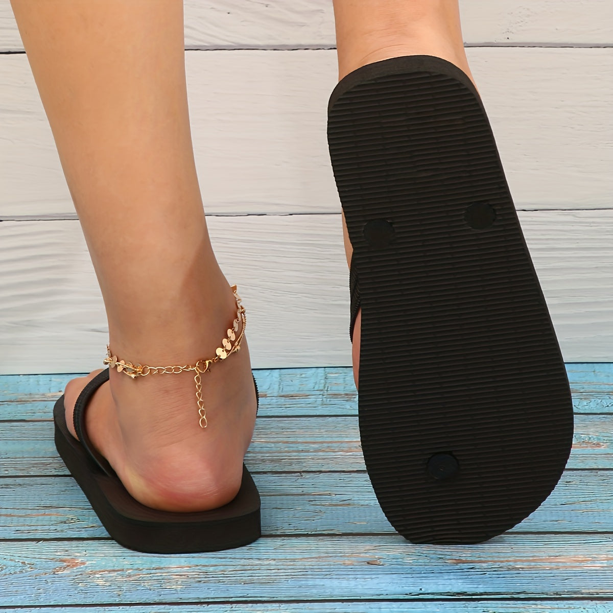 Women's Minimalist Flat Flip Flops Slip On Outdoor Non slip Slides Shoes