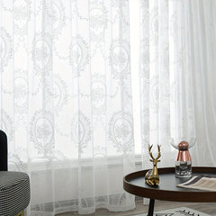 Sweet Flower Pattern Sheer Curtain Rod Pocket Curtain