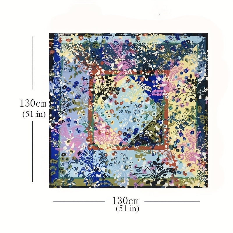 Boho Print Large Scarf 129 54cm Satin Square Scarf Sunscreen Windproof Scarf