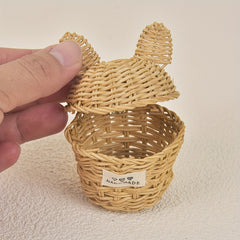 Mini Rattan Basket & Twisted Stick Dog BJD OB11 Scene Furniture