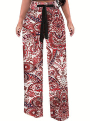 Spring & Summer Allover Print High Waist Wide Leg Pants