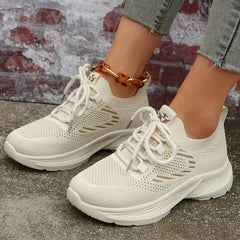 Women's Knitted Chunky Sneakers Breathable Non Slip Outdoor Running Shoes