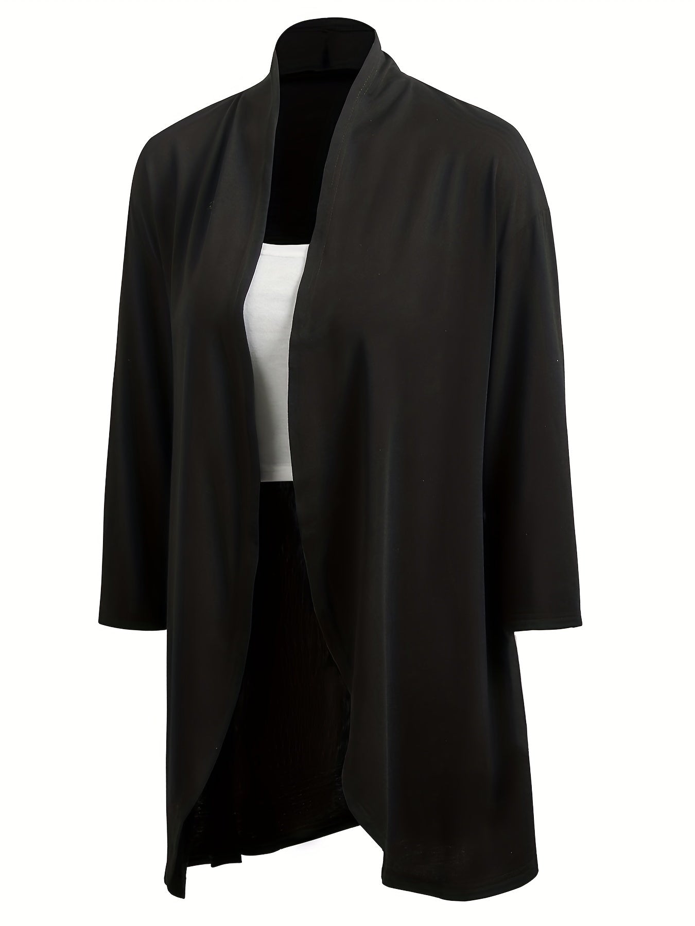 Casual 2pc Set Open Front 3/4 Sleeve Cardigan & Crop Tube Top