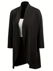 Casual 2pc Set Open Front 3/4 Sleeve Cardigan & Crop Tube Top