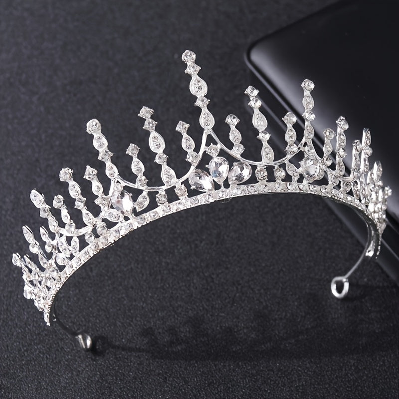 Vintage Silver Crown Bridal Headpiece Crystal Wedding Crown