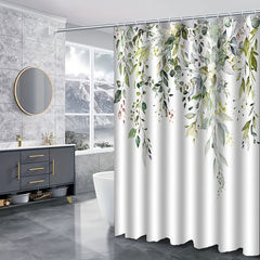 4pcs Green Eucalyptus Shower Curtain & Bathroom Mat Set