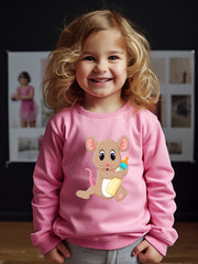 Cartoon Mouse Pattern Crew Neck Long Sleeve Sweatshirt For Girls Kids