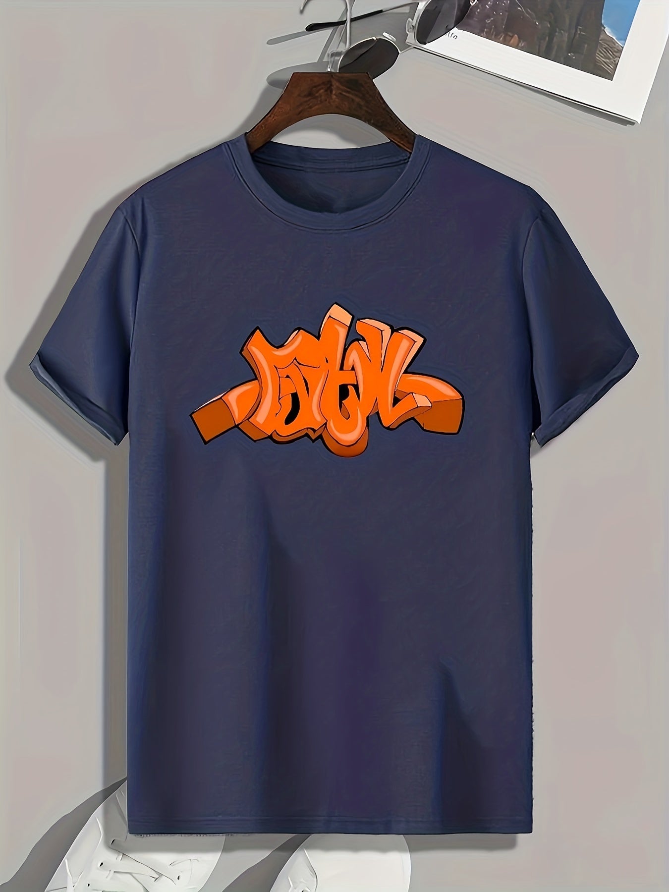 Graffiti Style Pattern Print Men's Sports T shirt Graphic Tee