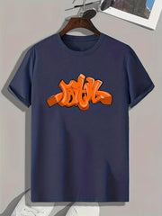 Graffiti Style Pattern Print Men's Sports T shirt Graphic Tee