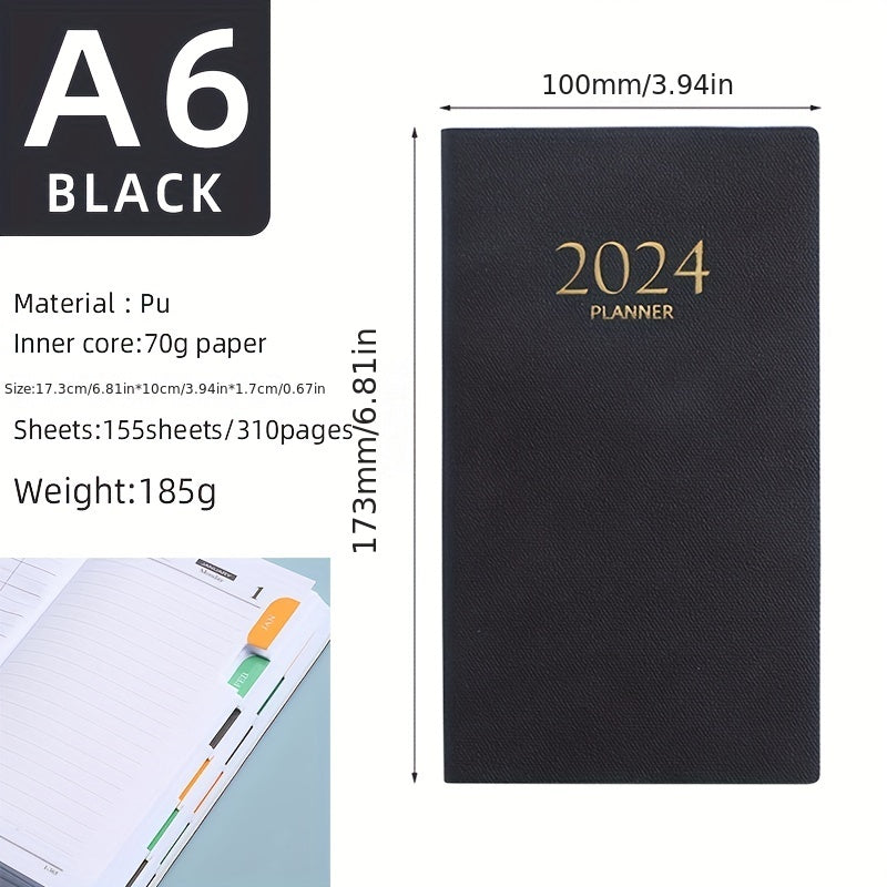 English Calendar Book Faux Leather Monthly Index Notebook Daily Plan