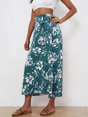 Floral Print Tie Waist Skirt for Spring & Summer