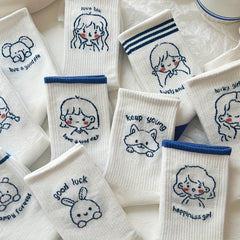 10 Pairs Cartoon Pattern Socks for Women
