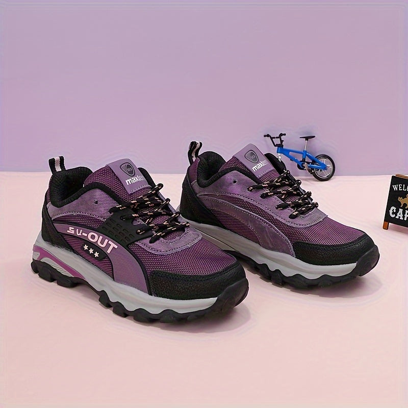 Girl's Knit Hiking Shoes Comfy Lace Up Sneakers