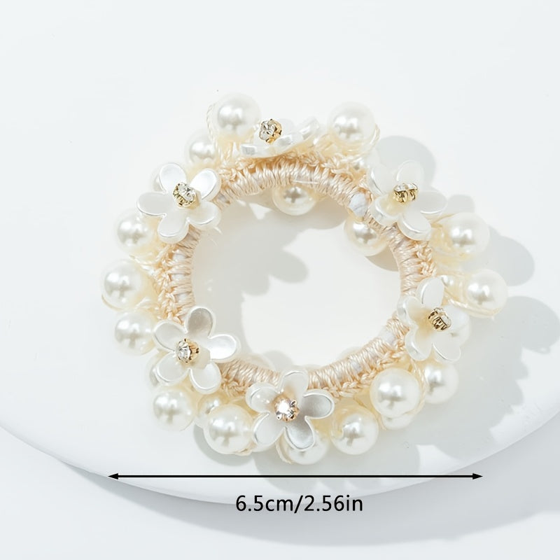Faux Pearl Style Hair Scrunchie Hairband Elasticated Hairband