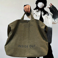 Casual Shoulder Bag Alphabet Print Handbag With Adjustable Strap