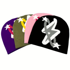 Y2K Beanie Cap Knitted Gothic Lightning Skull Hat Hip Hop Warm Ski Hat