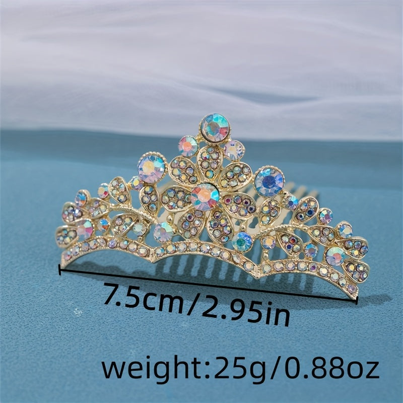 Girl's Rhinestone Crown Hair Comb - Princess Decorative Hair Accessory