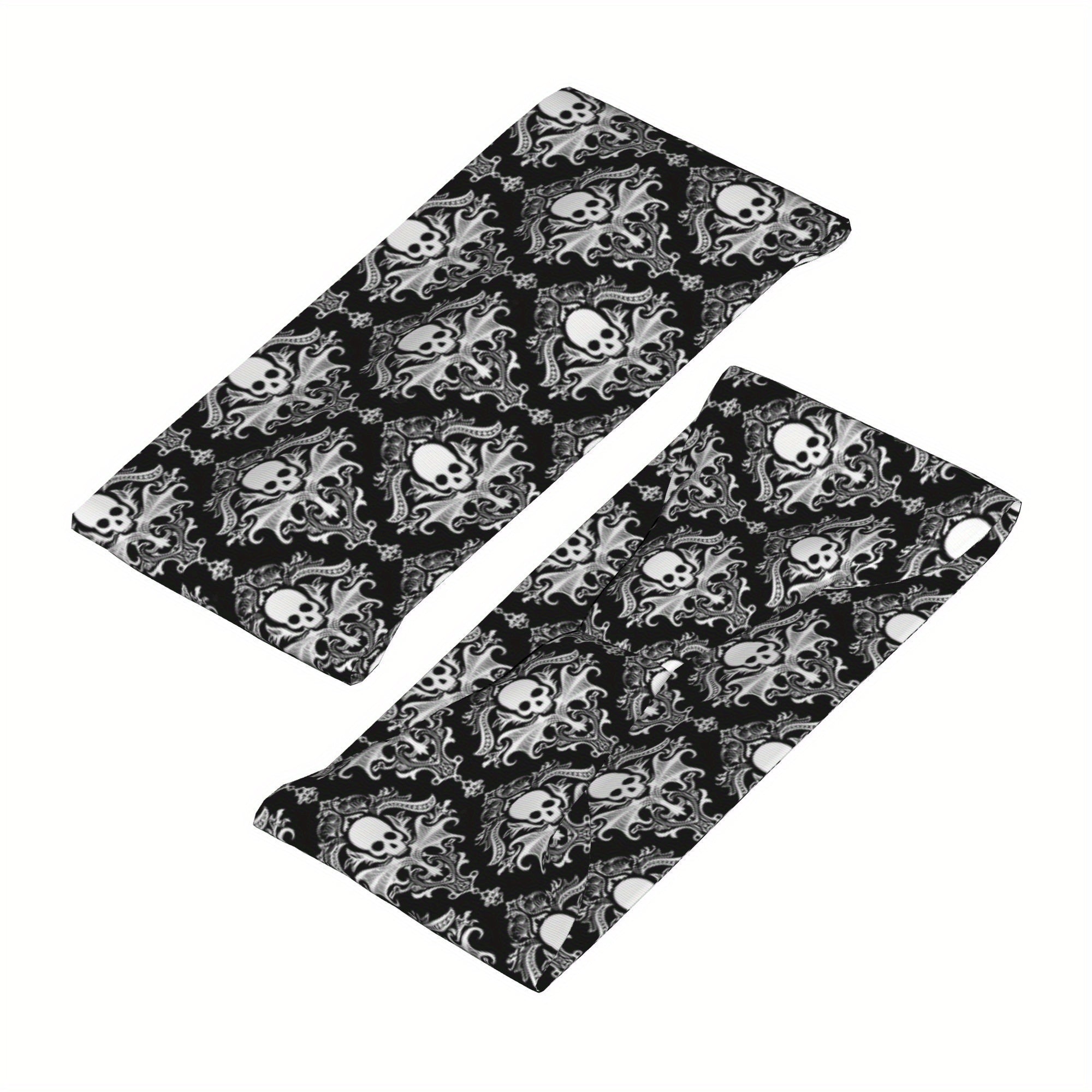 Men's Skull Pattern Headband & Gothic Grip for Gym Running Soft Fit