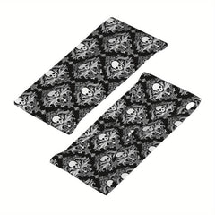 Men's Skull Pattern Headband & Gothic Grip for Gym Running Soft Fit