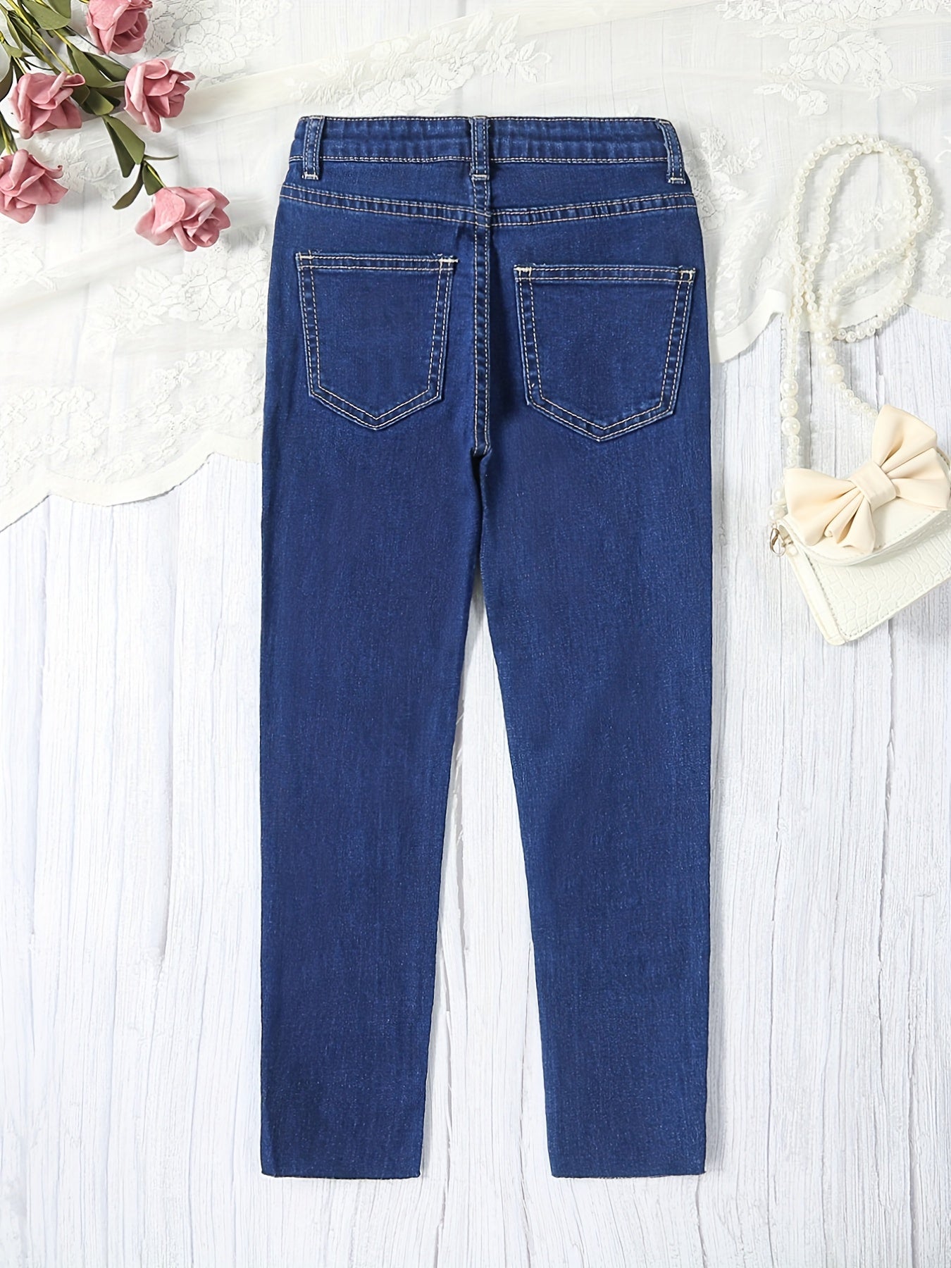 Girls Skinny Denim Trousers Casual Jeans For Kids