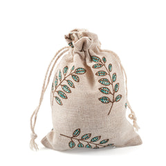 50pcs Printed Leaf Drawstring Bags 14x10cm