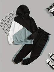 Boys 2pcs Hoodie Top & Sports Trousers Set for Spring/Autumn