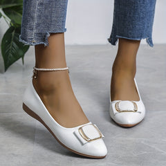 Women's Buckle Decor Flat Shoes Slip On Lightweight Walking Shoes