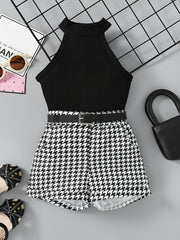 Toddler Girls Halter Top & Houndstooth Print Shorts Set