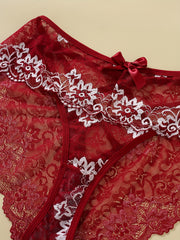 4-Pack Plus Size Sexy Floral Lace Briefs Set Women's Pantie