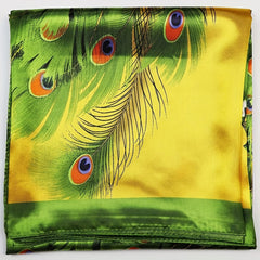 Peacock Printed Square Scarf Silk Satin Scarf Multifunction Sunscreen Shawl