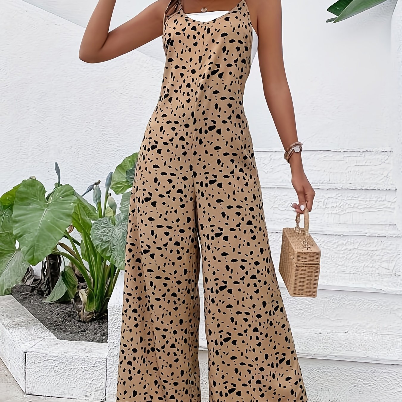 Wide Leg Jumpsuit Sleeveless Tied Cami Jumpsuit Women's Clothing