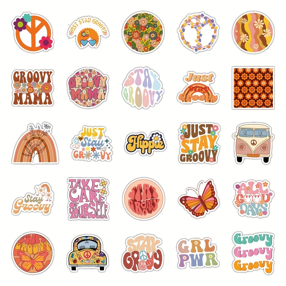 50Pcs Hippie Stickers Preppy Sticker Packs Hippy Party Decor...