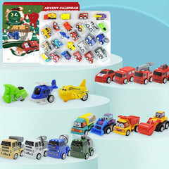 24pcs Holiday Countdown Calendar Excavator Car Christmas Blind Box Gift