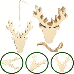 10pcs Wooden Christmas Ornaments Natural Wood Slices Hanging Ornaments