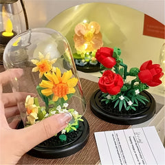 DIY Flower Building Blocks Set Mixed Colors ABS Material 3D Flower Craft Kit