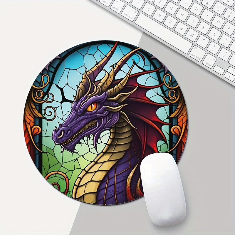 Dragon Mouse Pad Round Non Slip Rubber Mousepad Laptop Office Computer Decor