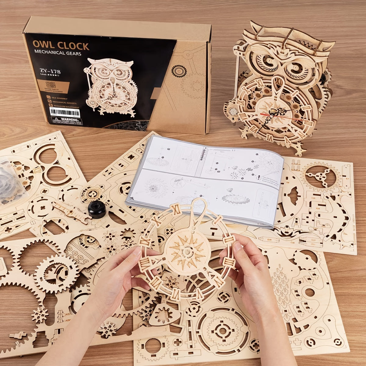 3D Wooden Owl Clock Puzzle Gift & Home Decor for Adults