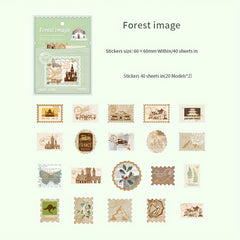 40pcs Hot Stamping Stickers Pack - Retro Office Theme Notebook Material Stickers