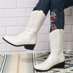 Women's Chunky Heel Western Embroidered Cowgirl Boots