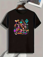 Drinks Print Men's Graphic T-shirt for Summer