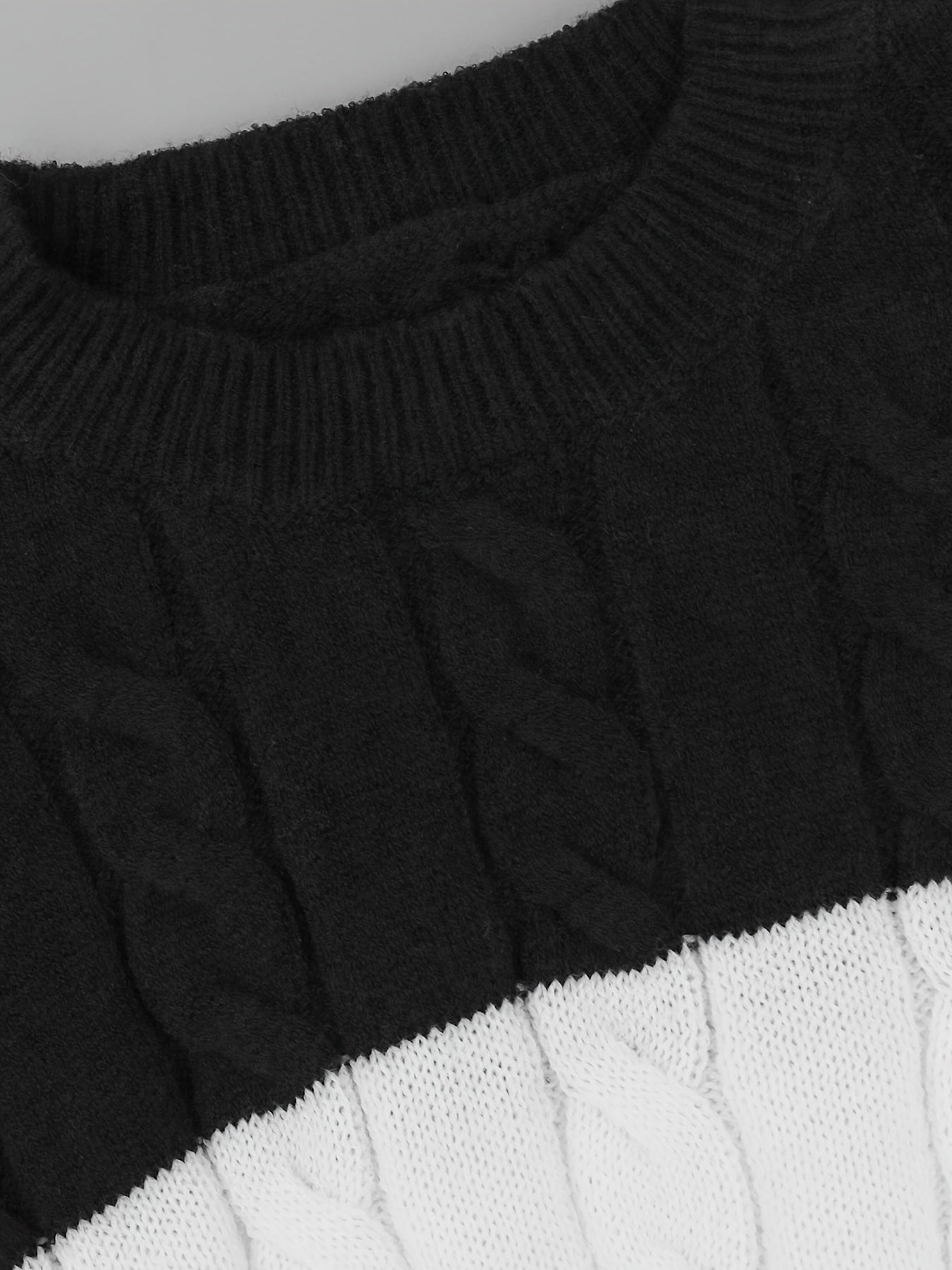 Colorblock Cable Sweater & Bodycon Skirt Set