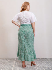 Colorblock Floral Ruffle Sleeve Dress