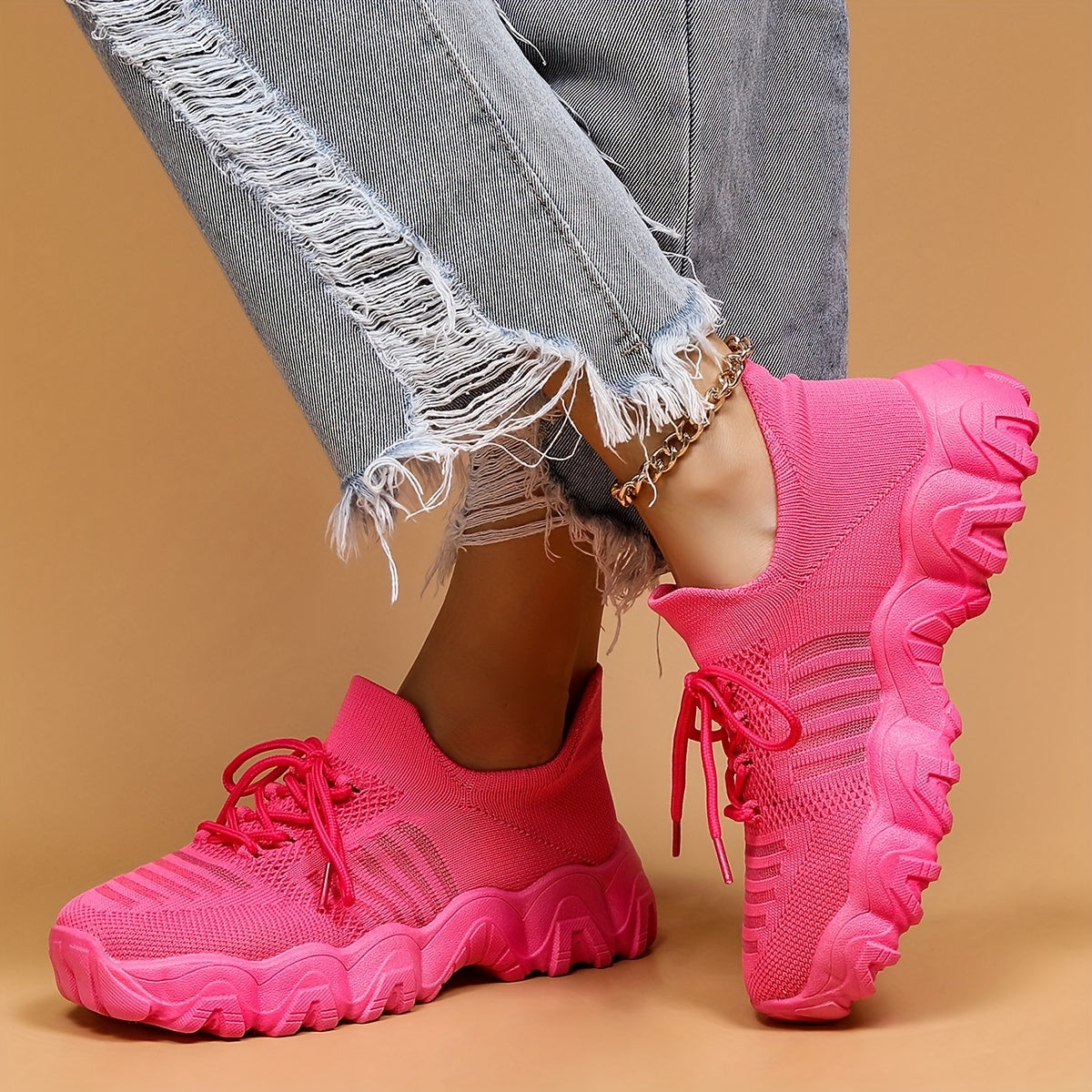 Women's Lightweight Woven Sneakers Breathable Shock Absorbing Running Shoes
