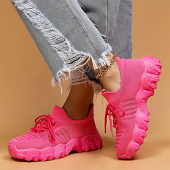 Women's Lightweight Woven Sneakers Breathable Shock Absorbing Running Shoes